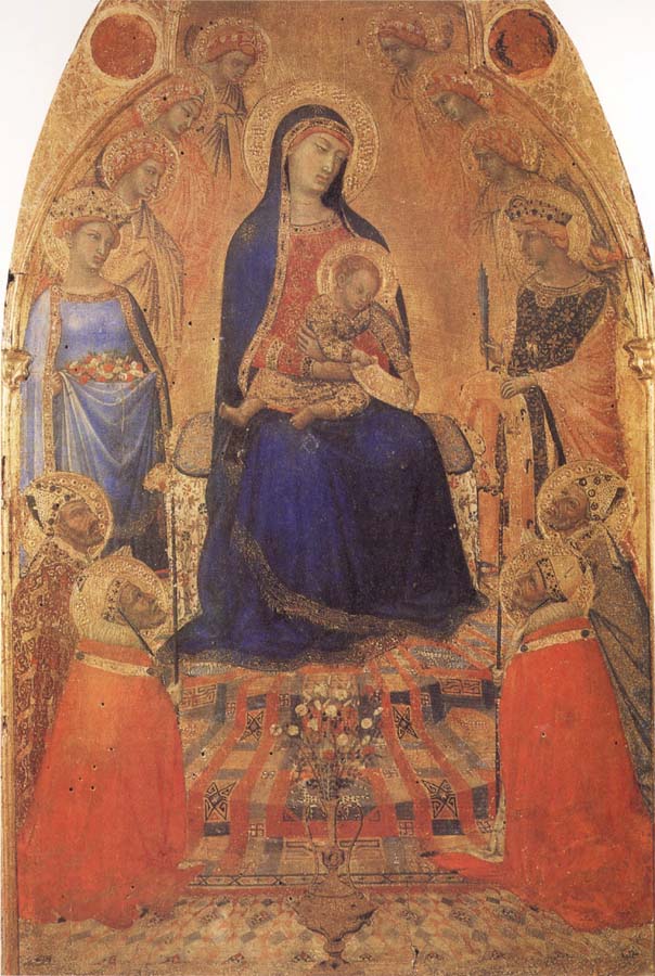 Madonna and Child Enthroned,with Angels and Saints